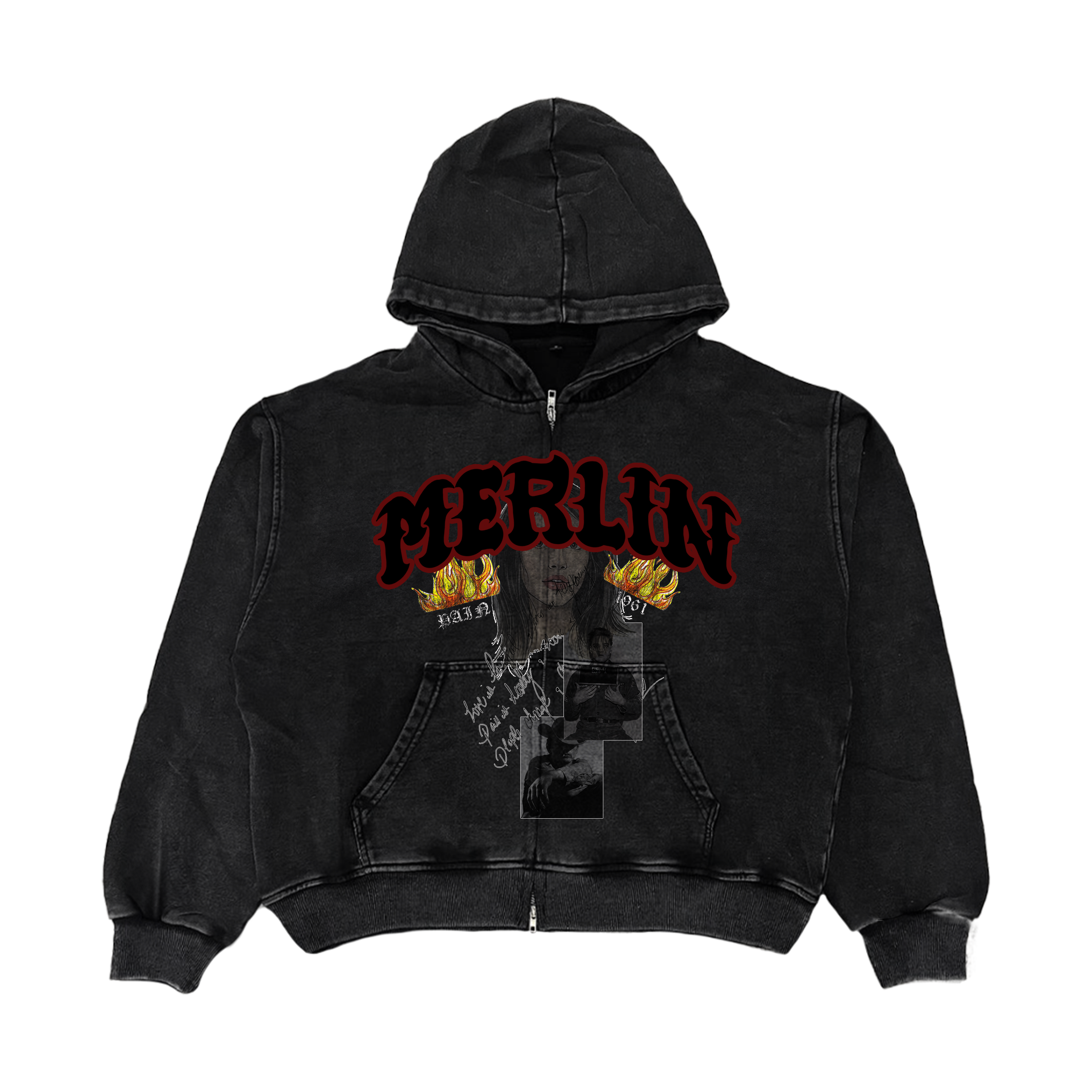 Merlin Photo Flame Hoodie Black