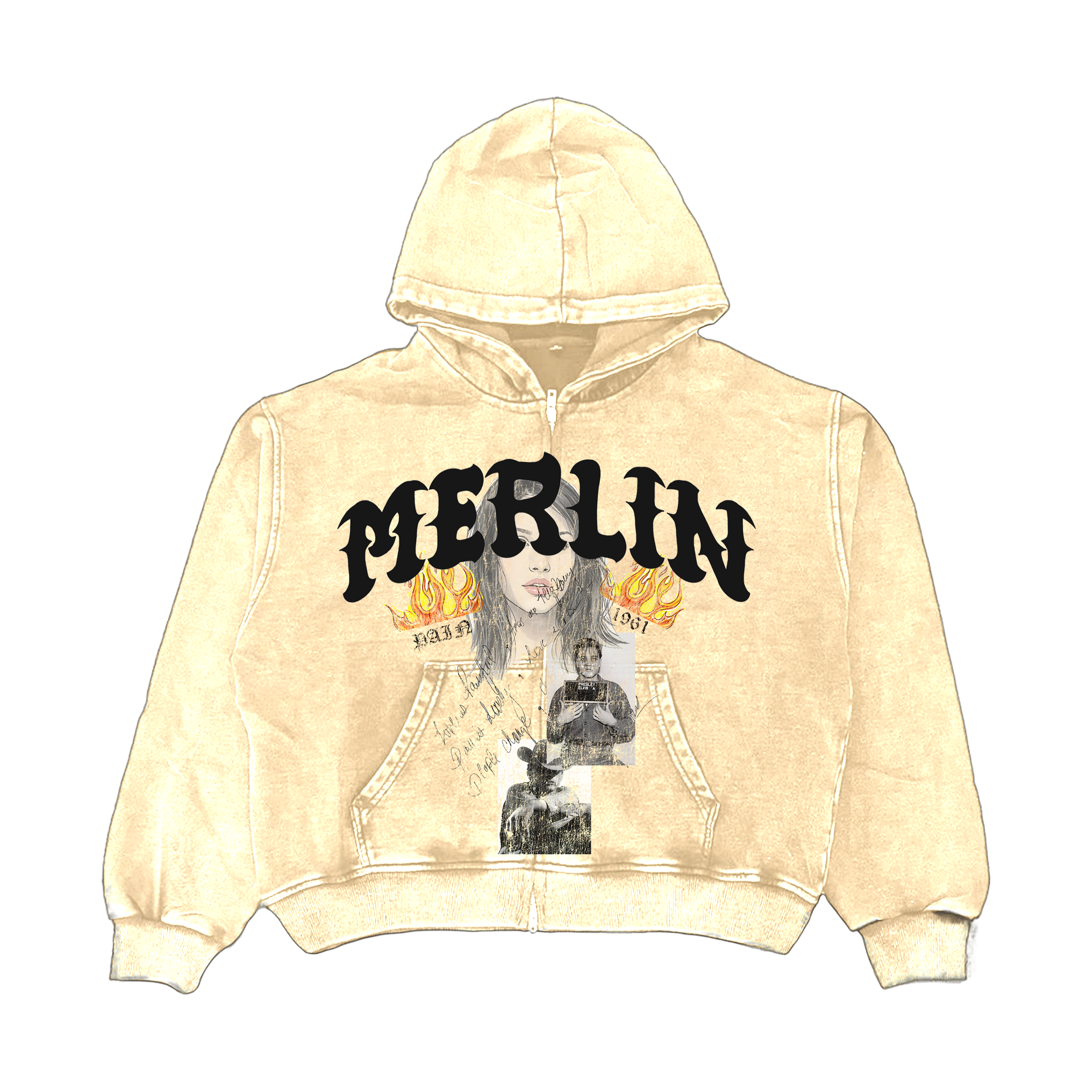 Merlin Photo Flame Hoodie Cream
