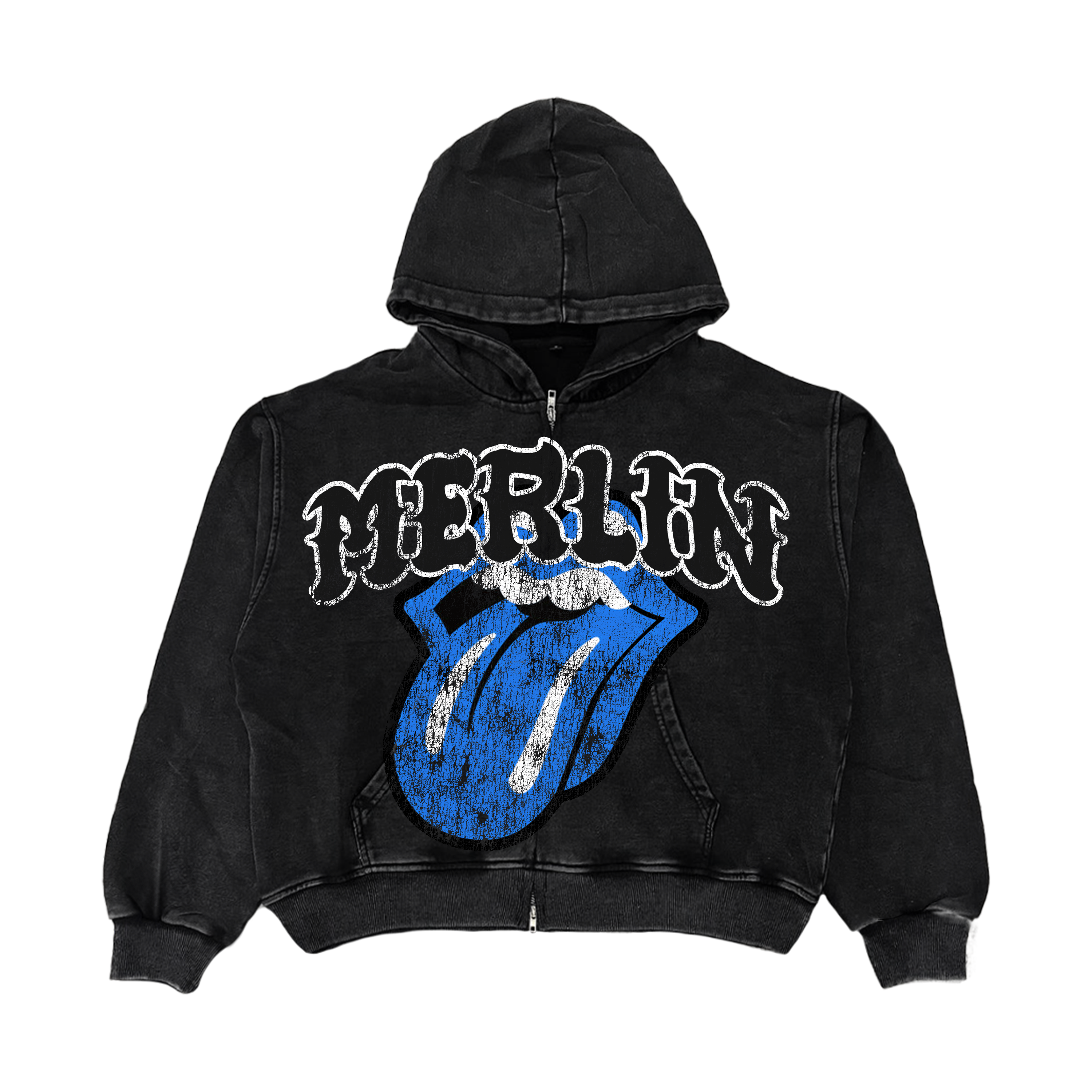 Merlin Blue Rolling Stones Hoodie Black